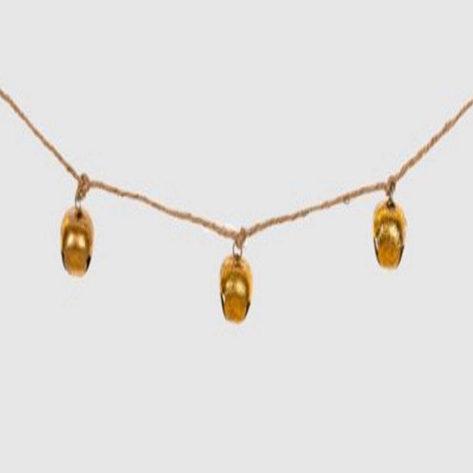 Angle. Ganz - Ganz Gold Jingle Bell Christmas Garland String Metal 5 Feet Long - Gold.
