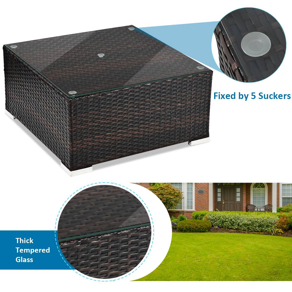 Fixed by 5 Suckers

Thick Tempered Glass