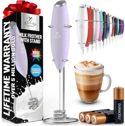 ZULAY KITCHEN
MILK FROTHER WITH STAND
LIFETIME WARRANTY
OVER 5 MILLION SOLD
MANY COLORS
PATENTED TORNADO WHISK
LIFETIME WARRANTY
ZULAY KITCHEN
DURACELL