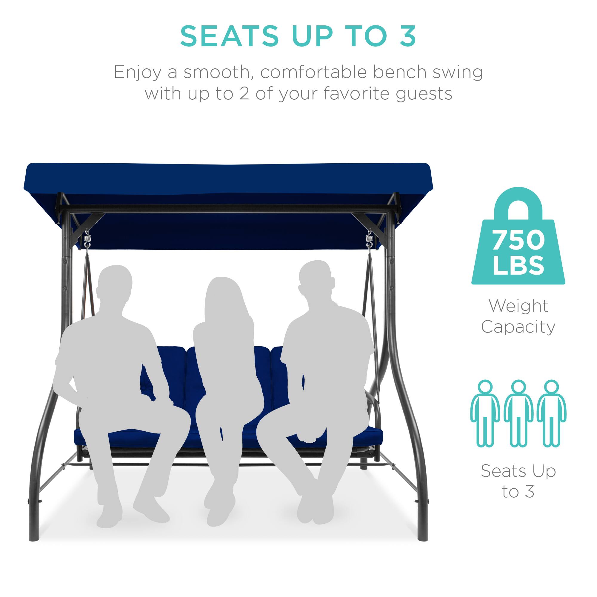 SEATS UP TO 3

Enjoy a smooth, comfortable bench swing with up to 2 of your favorite guests

750 LBS
Weight Capacity

Seats Up to 3
