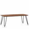 Front. LeisureMod - Elmwood Minimalist Mid-Century Rectangular MDF Coffee Table with Black Iron Frame for Home Living Room - Walnut.