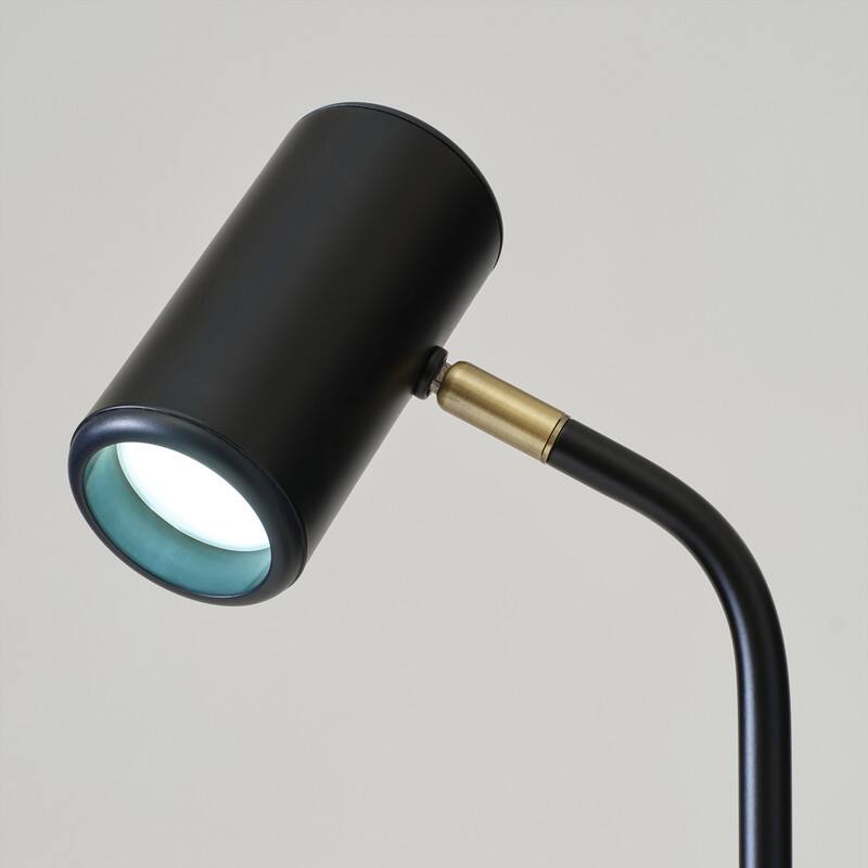 Alt View 1. Brightech - Ezra LED Modern Industrial Arc Dimmable Bedside Nightstand Desk Lamp with Wireless Charging Pad - Classic Matte Black.