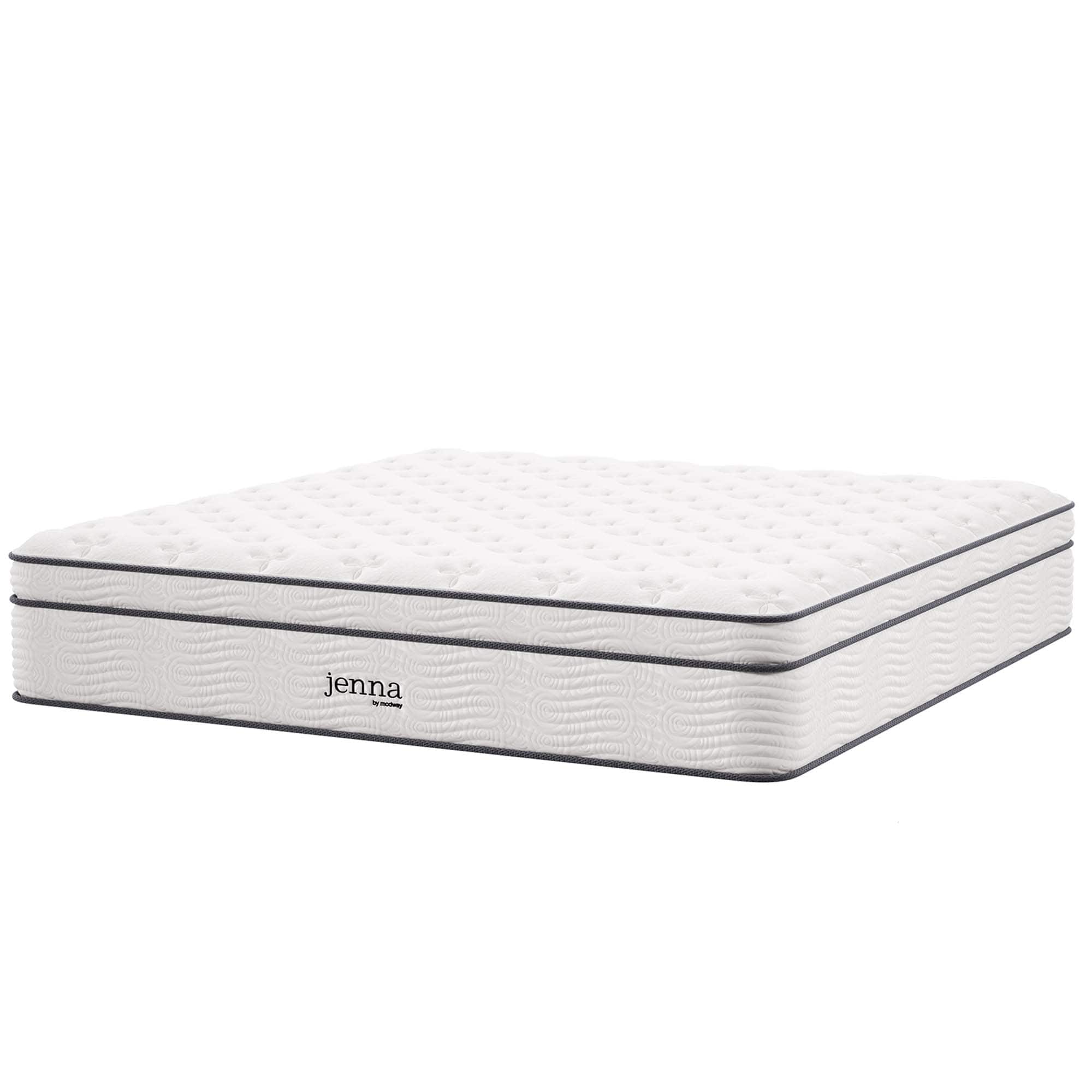 Front. Modway - Jenna 14" Innerspring and Foam California King Mattress by Modway - White.