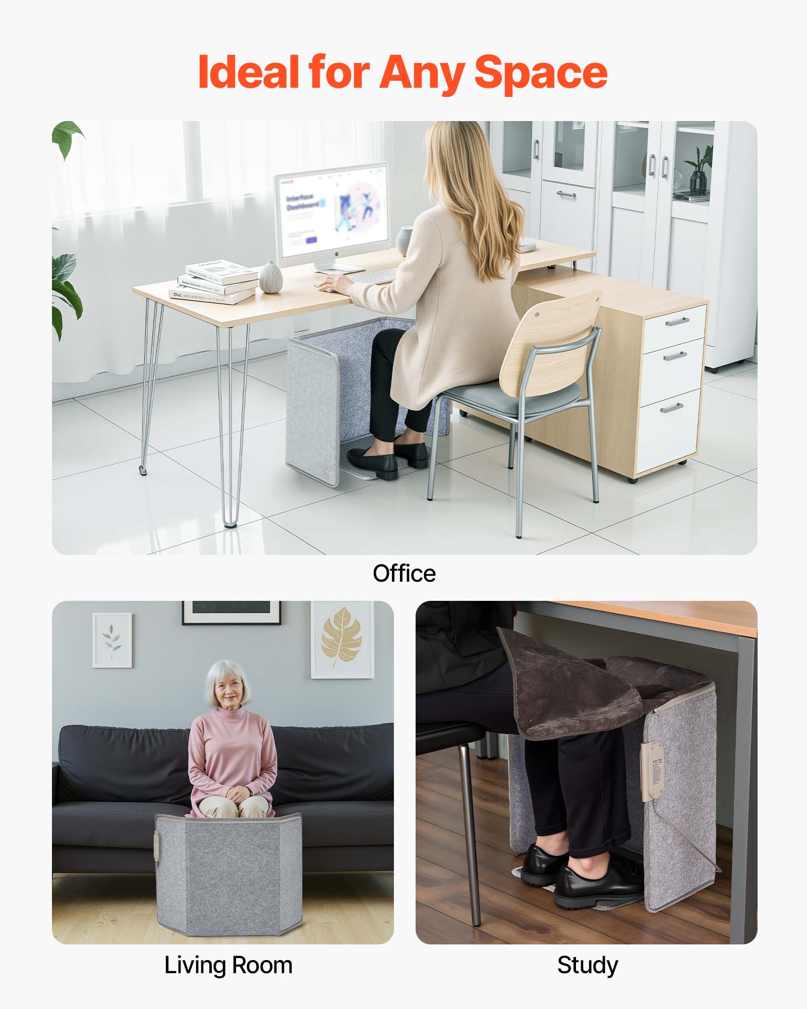 VEVOR Under Desk Space Heater,Foldble Foot Warmer Portable for Home ...