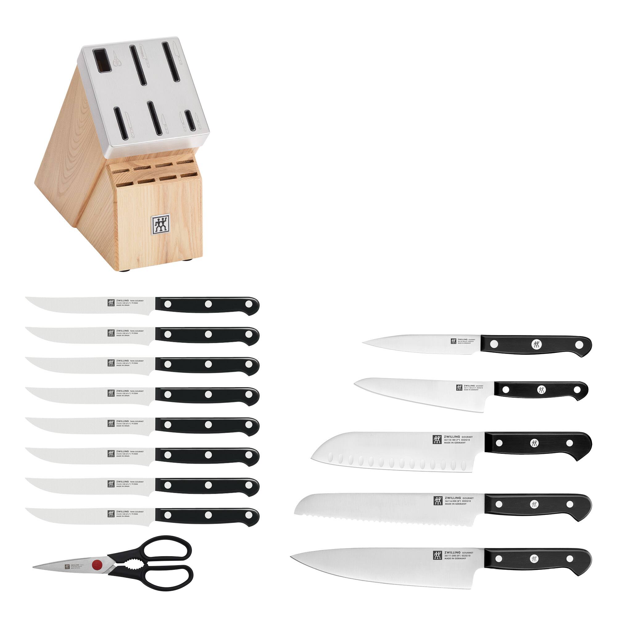 Alt View 4. ZWILLING - ZWILLING Gourmet 15-pc Self-Sharpening Knife Set - Ash Wood - Ash.