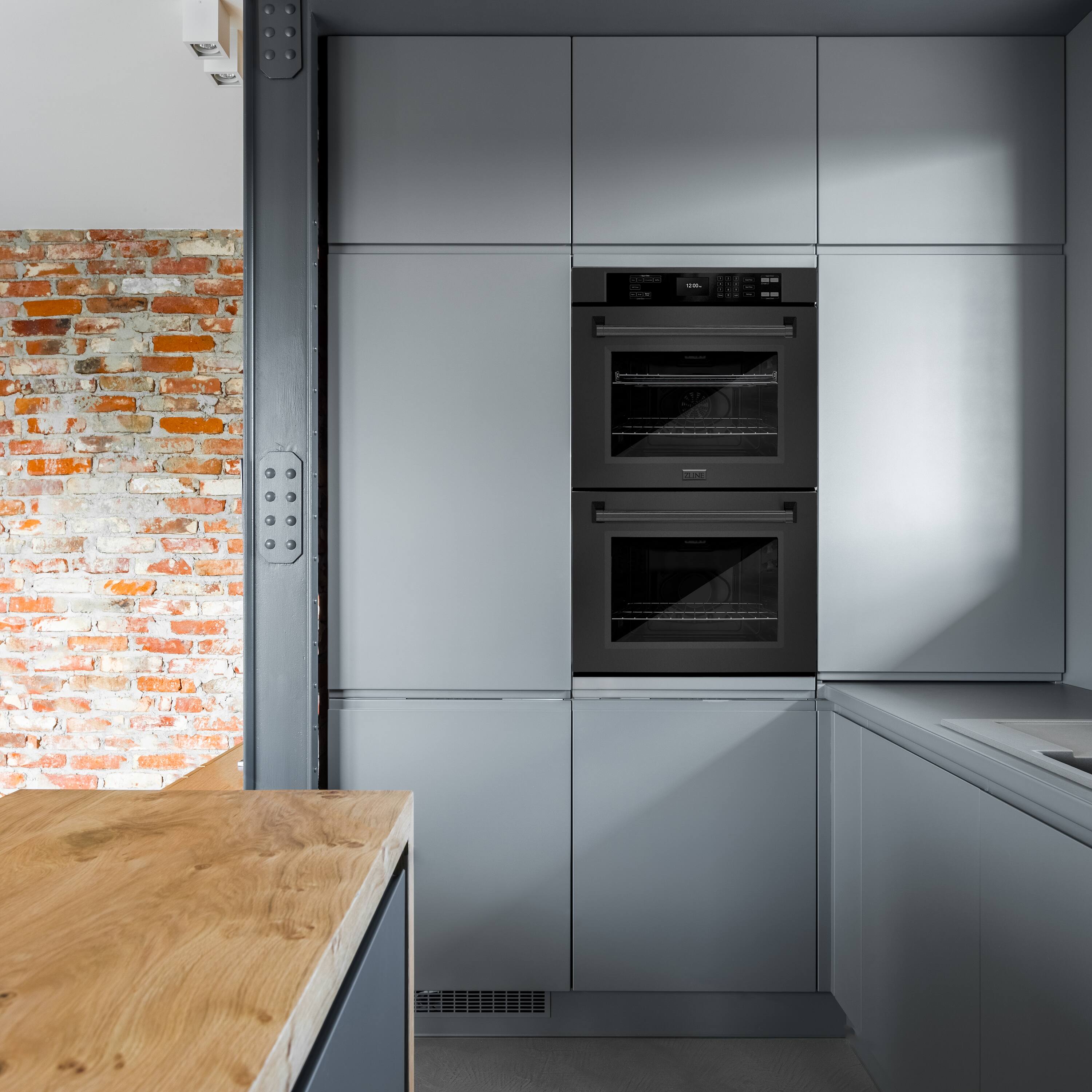 Alt View 16. ZLINE - 30 in. True Convection Double Wall Oven w/ Air Fry and Self Clean in Black Stainless - Black stainless steel.