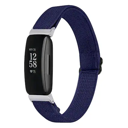 Front. StrapsCo - Comfort Stretch Band Nylon Watch Strap For Fitbit Inspire 2 - Navy.
