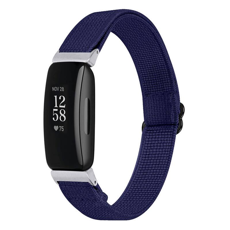 Front. StrapsCo - Comfort Stretch Band Nylon Watch Strap For Fitbit Inspire 2 - Navy.