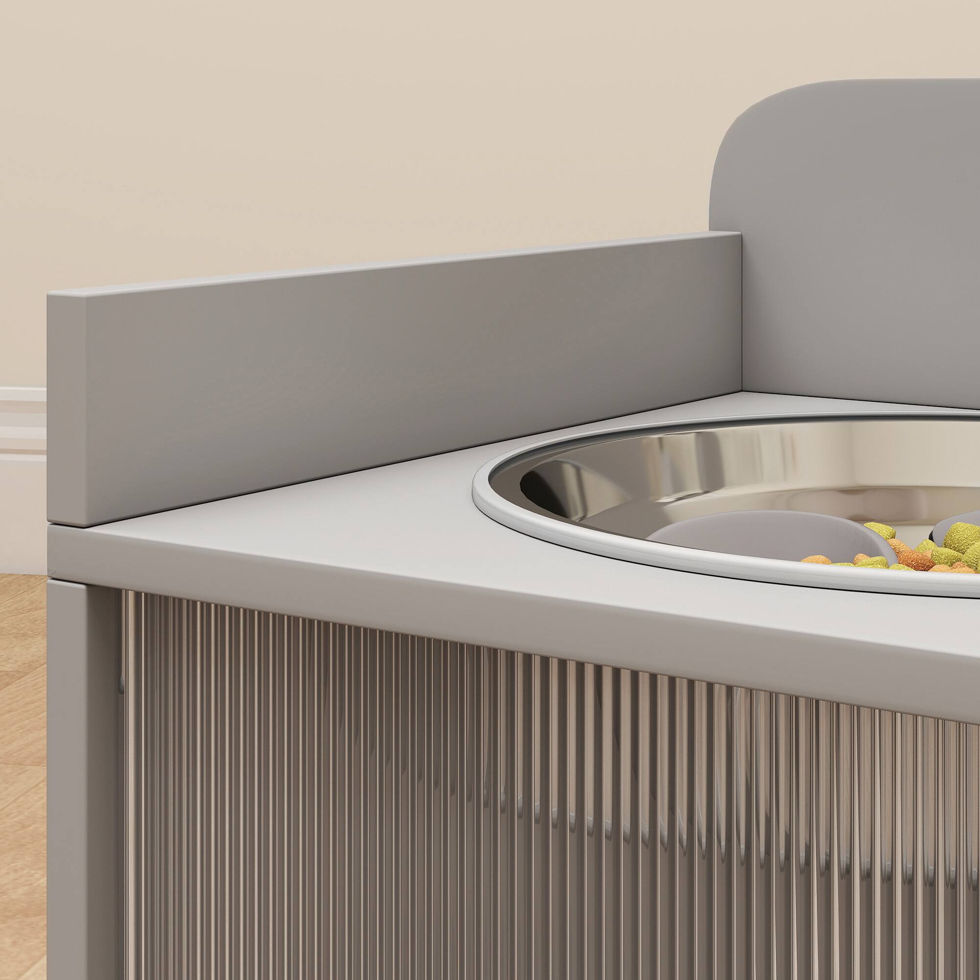 Alt View 7. Pawhut - Dog Bowls with Storage - Gray.