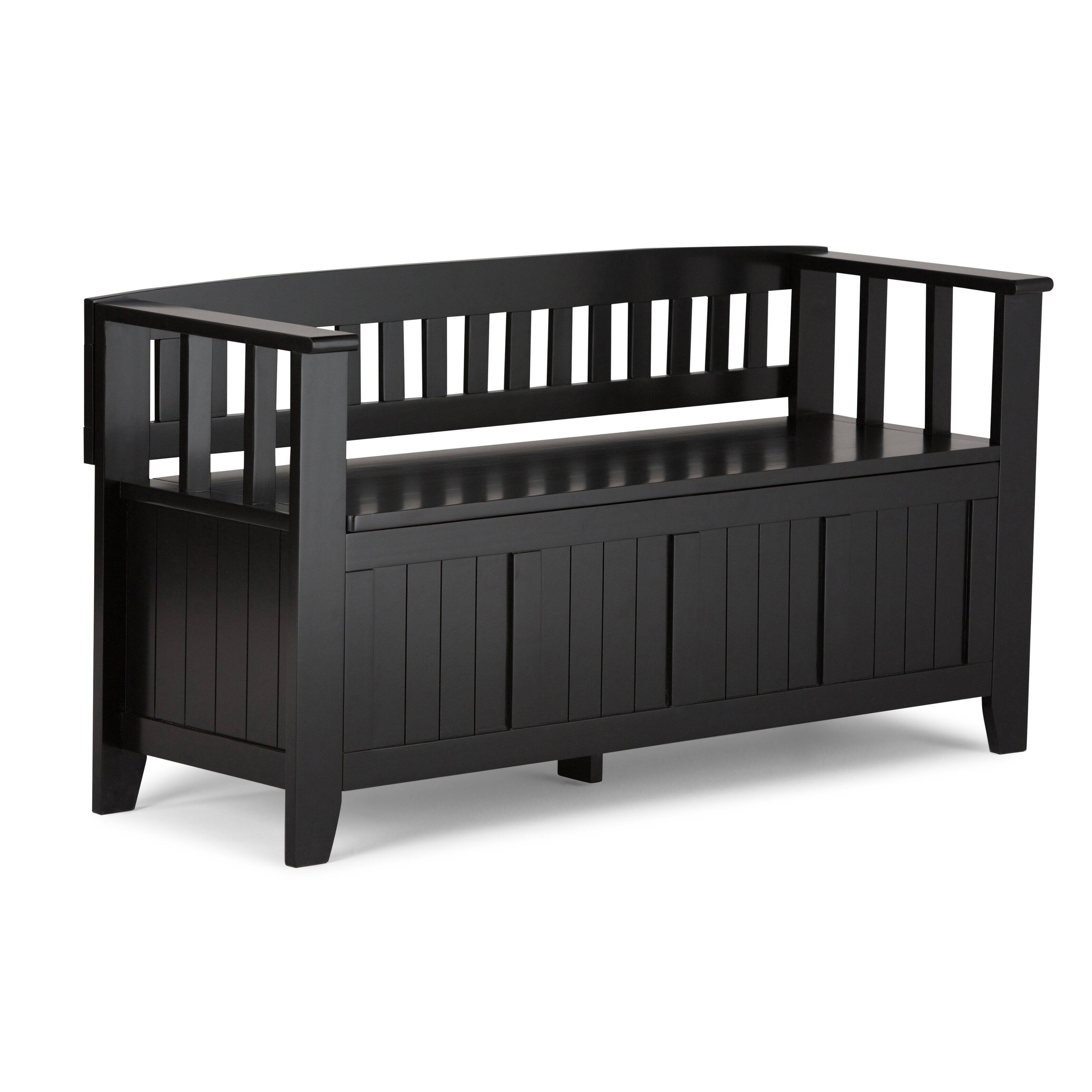 Alt View 1. Simpli Home - Acadian Solid Wood 48 inch Wide Storage Bench and 36 inch Wide Storage Cabinet in Black - Black.