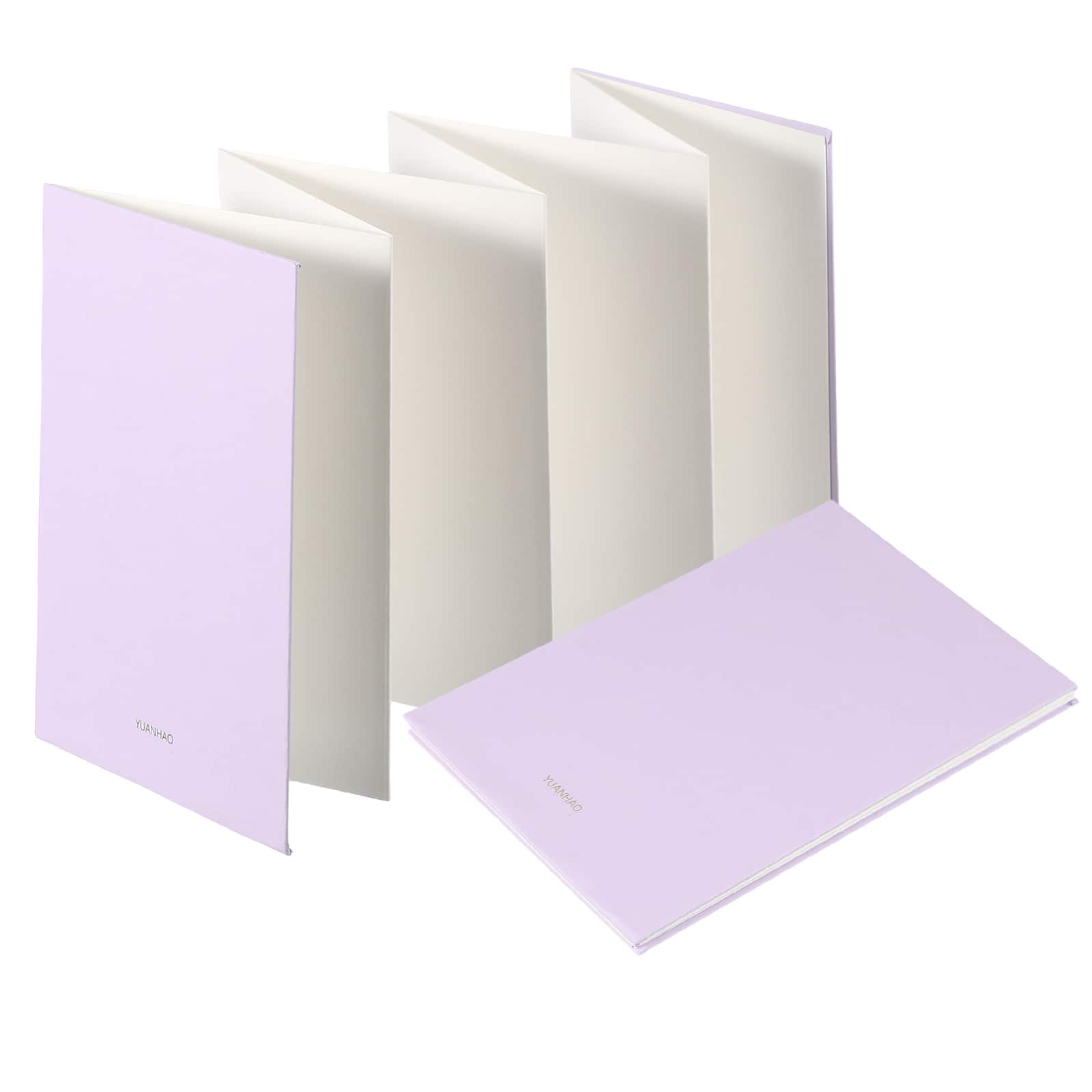 Unique Bargains - 7.5x5.2 Inch Concertina Sketchbook, 16 Sheets 300GSM Unfold 103cm Blank Travel Journal for Drawing - Purple