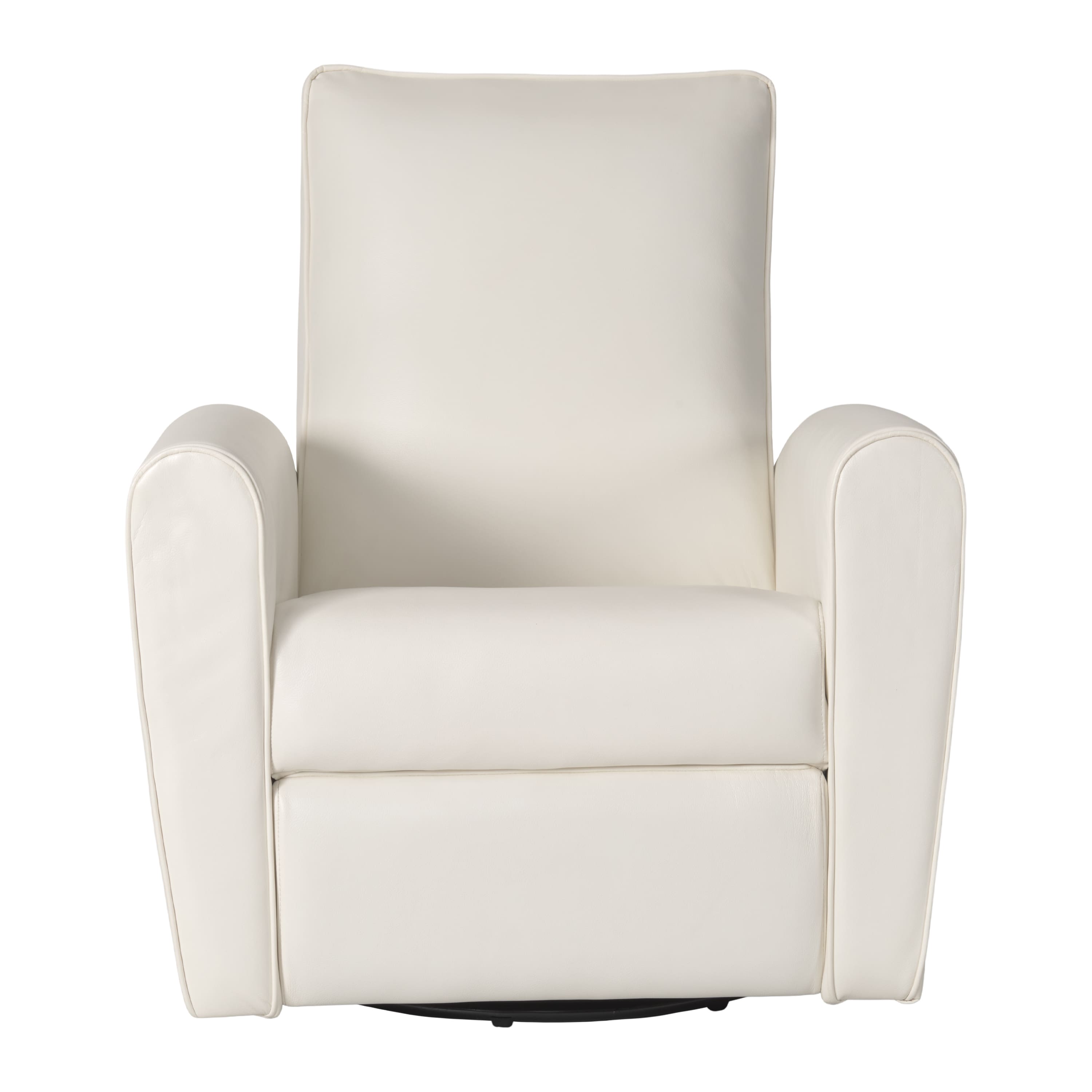 CorLiving - Marin Faux Leather Upholstered Indoor Swivel Glider Manual Recliner with Steel and Engineered Wood Frame - White