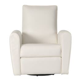 CorLiving - Marin Faux Leather Upholstered Indoor Swivel Glider Manual Recliner with Steel and Engineered Wood Frame - White