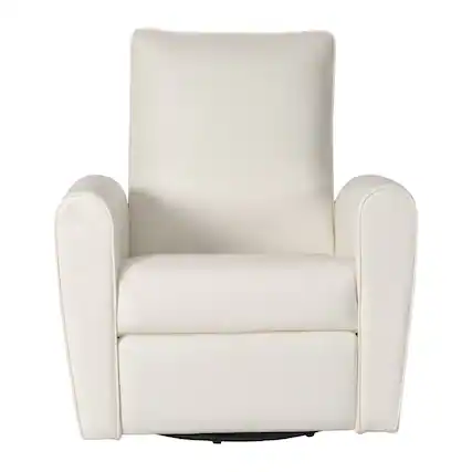 Front. CorLiving - Marin Faux Leather Upholstered Indoor Swivel Glider Manual Recliner with Steel and Engineered Wood Frame - White.