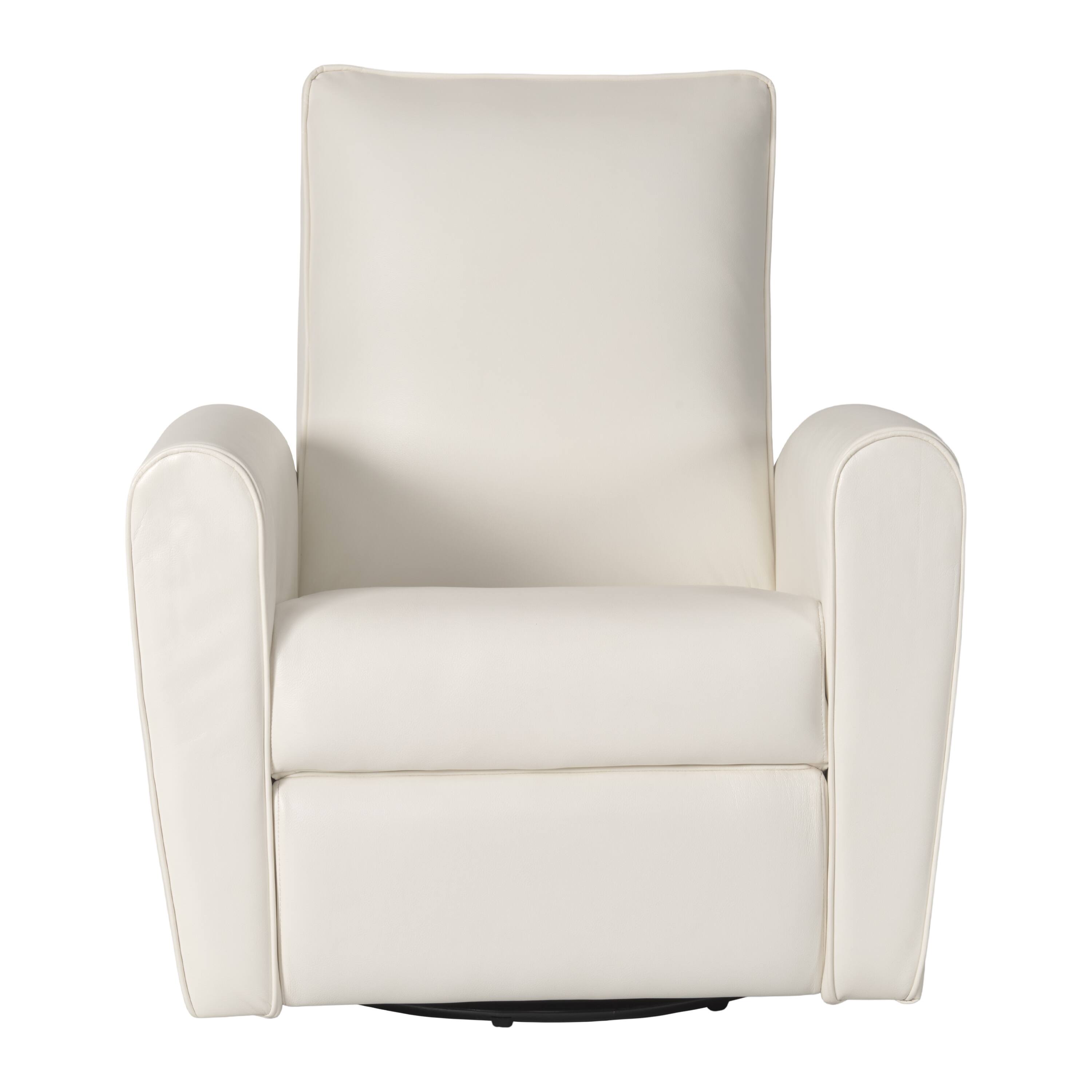 Front. CorLiving - Marin Faux Leather Upholstered Indoor Swivel Glider Manual Recliner with Steel and Engineered Wood Frame - White.