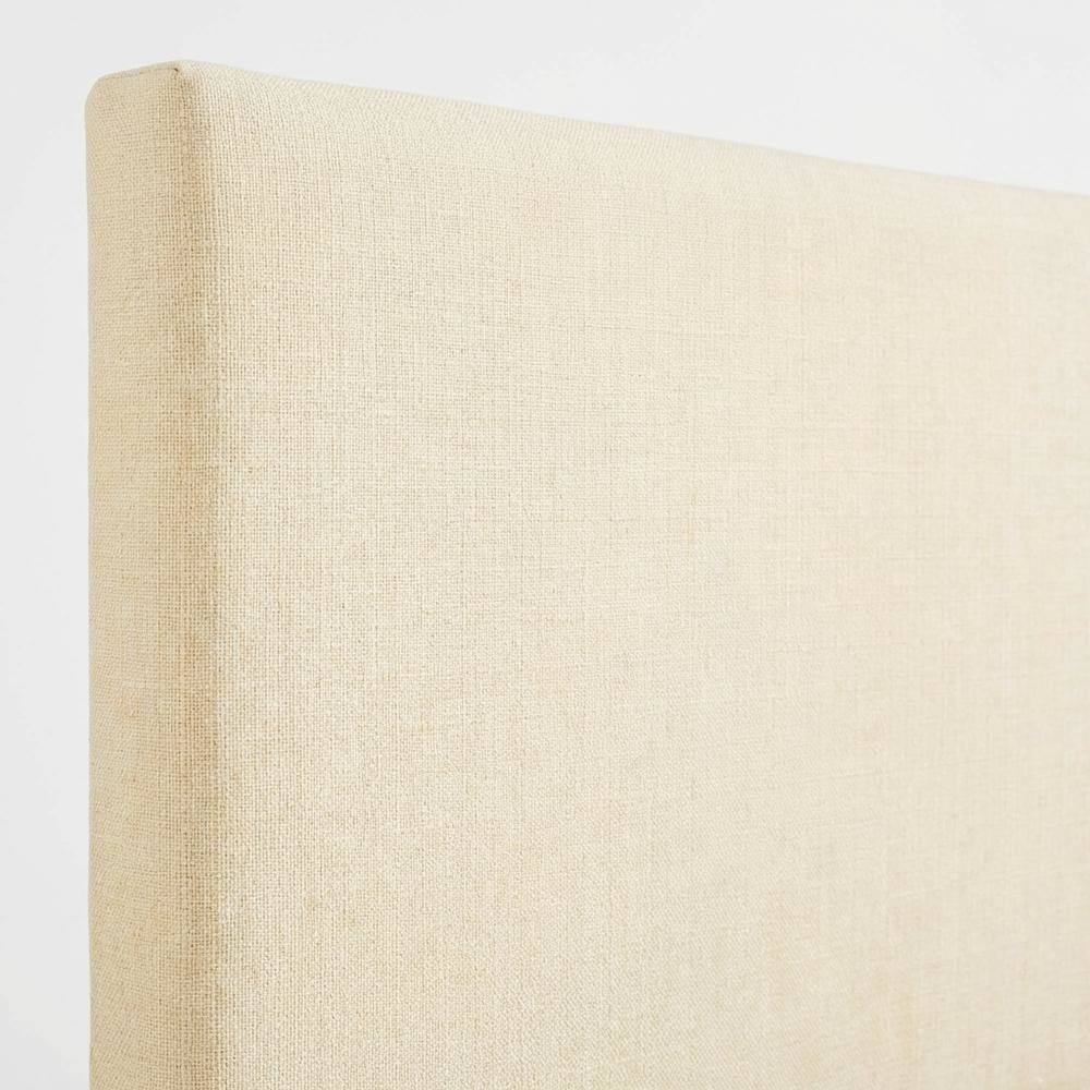 Back. FurniFact - Upholstered Queen Headboard in Neutral Fabric, Durable Frame, Stylish Design - Beige.