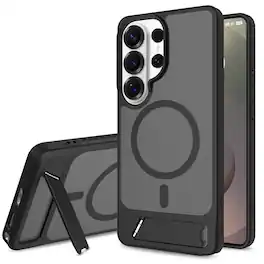 Dteck - Magnetic for Samsung Galaxy S25 Ultra Case with Stand, Fit for MagSafe, Shockproof Matte Translucent Slim Phone Cover - Black