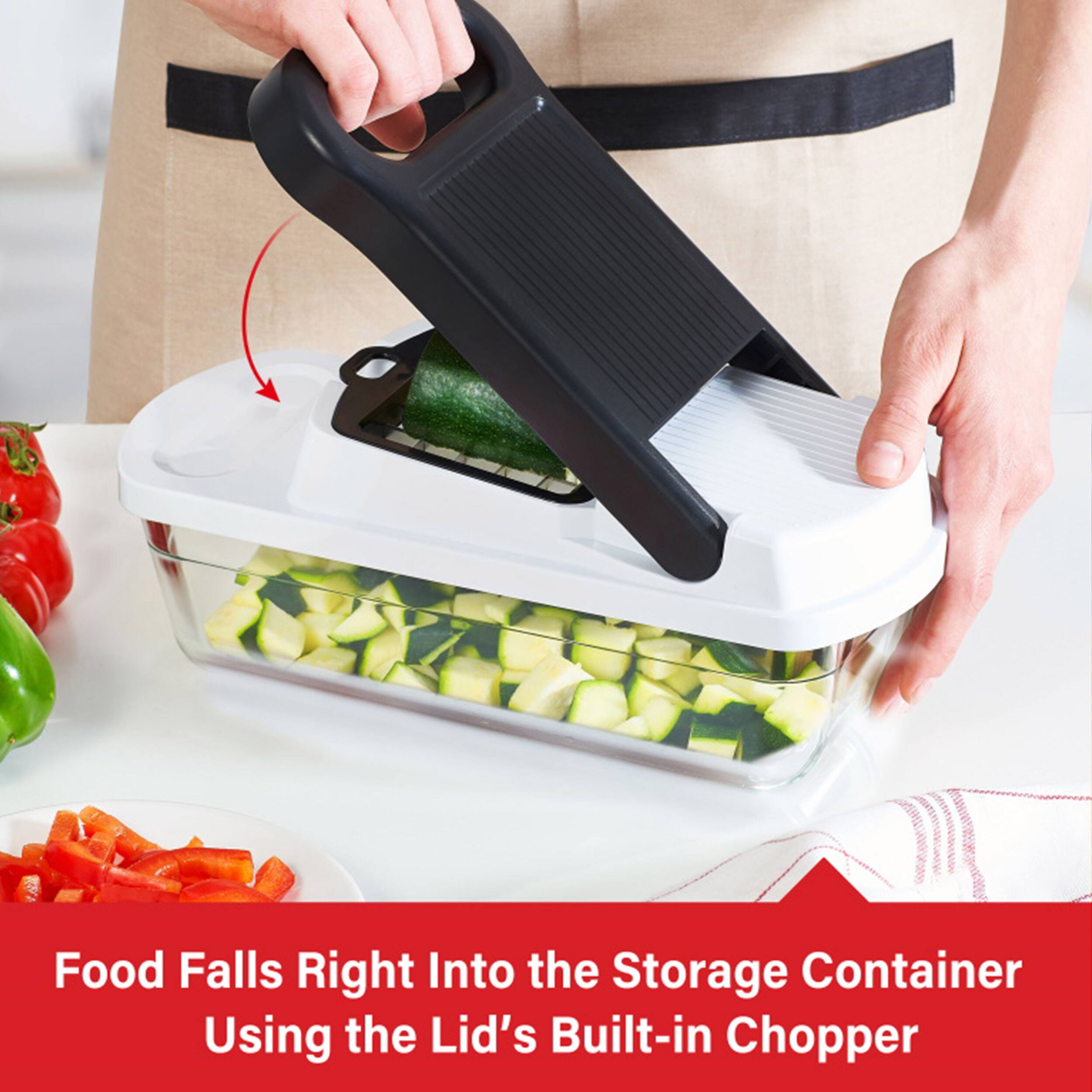 Food Falls Right Into the Storage Container Using the Lid's Built-in Chopper