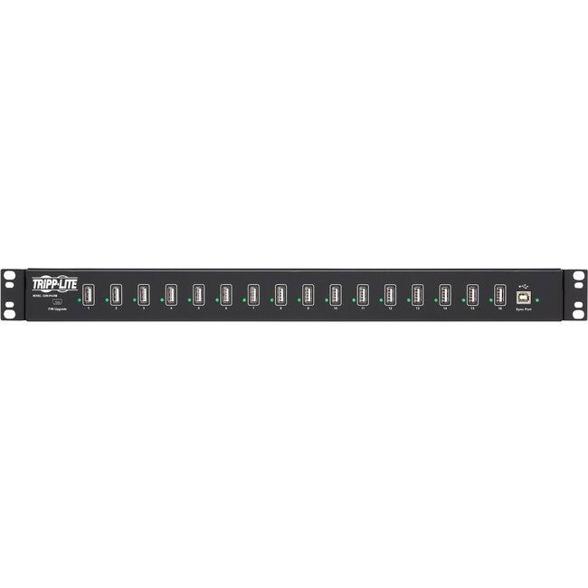 Front. Tripp Lite - Tripp Lite by Eaton 16-Port USB Charging Station with Syncing Function - 5V 40A / 200W USB Charger Output - Tablet - Black.