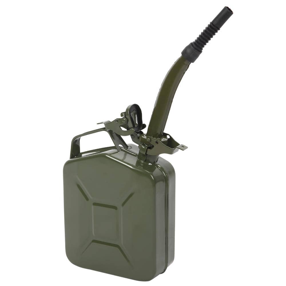 Winado - 1.3 Gallons Jerry Can Fuel Can 1.3Gal 5L Gas Gasoline Fuel Backup Steel Tank Spill Proof Portable Diesel Storage Can - Army Green