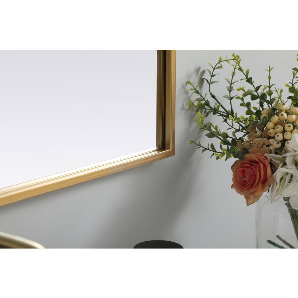 Back. Elegant Decor - Metal Frame Arch Mirror 30x30 Inch in Brass - Brass.