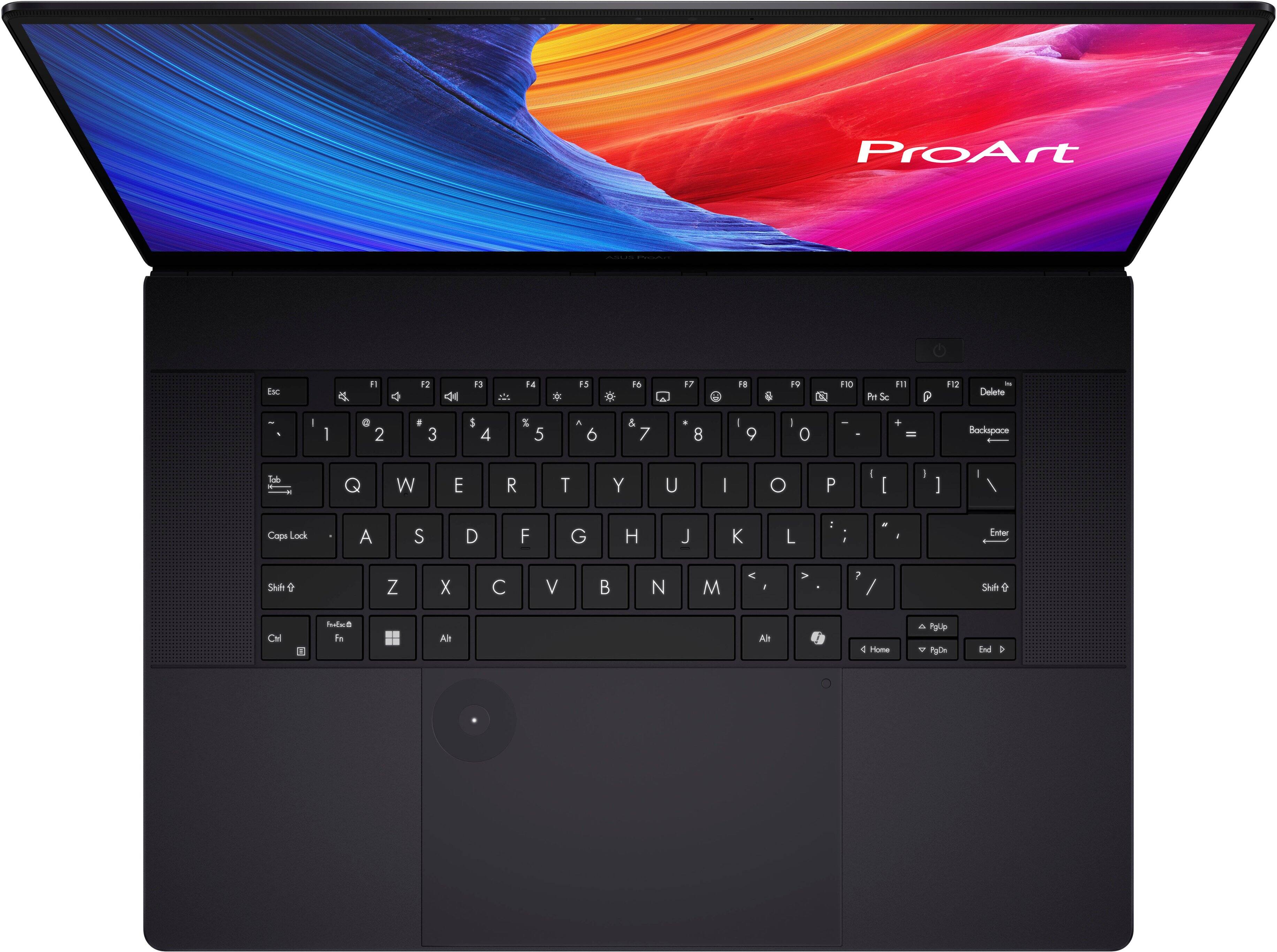 ProArt

Esc F1 F2 F3 F4 F5 F6 F7 F8 F9 F10 F11 F12 Delete

1 2 3 4 5 6 7 8 9 0 - = Backspace

Tab Q W E R T Y U I O P [ ] \

Caps Lock A S D F G H J K L ; '

Shift Z X C V B N M , . /

Ctrl Fn Windows Alt Spacebar Alt

PgDn Home PgUp End