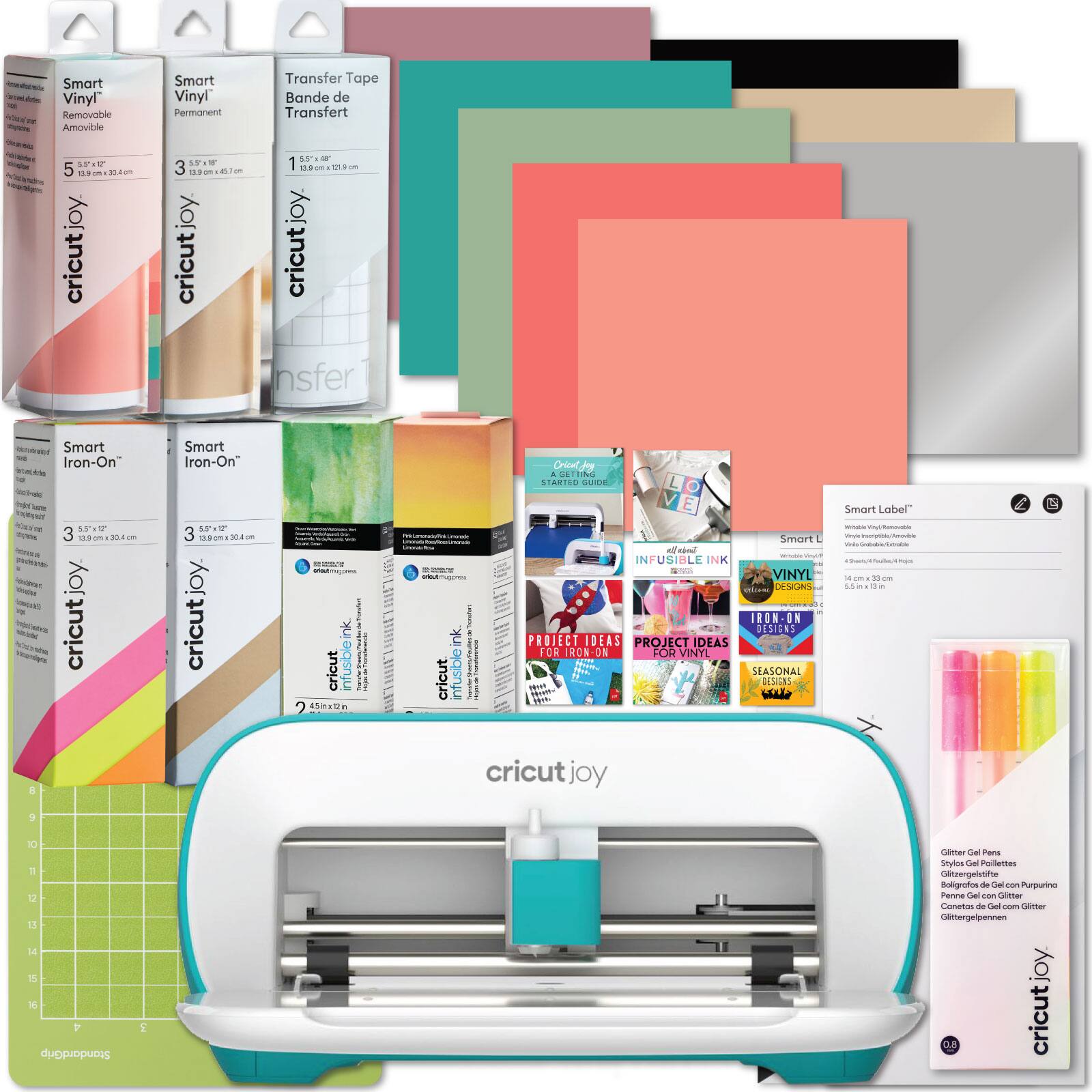 Cricut - Joy Machine Ultimate Sampler  Materials Bundle - Iron-On, Vinyl, Pens, Labels