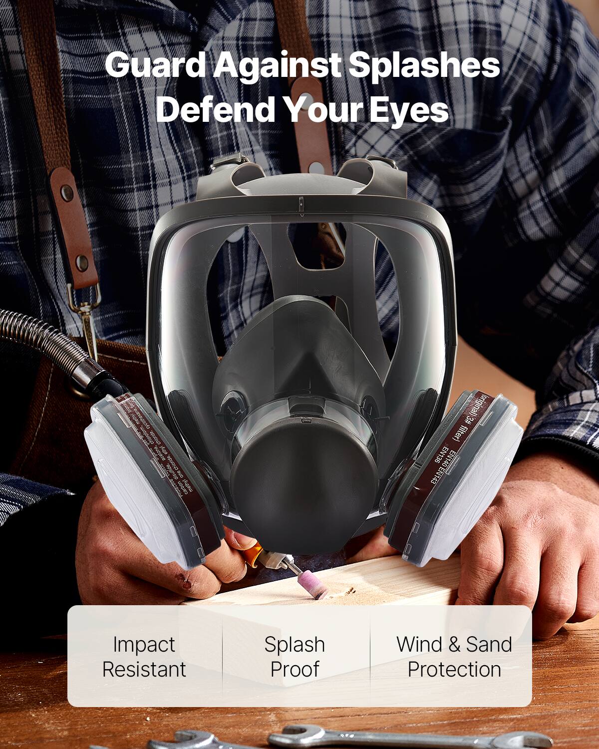 Guard Against Splashes  
Defend Your Eyes  

Impact Resistant  
Splash Proof  
Wind & Sand Protection  

EN136  
EN140  
EN143  

(Original) 38 filter)