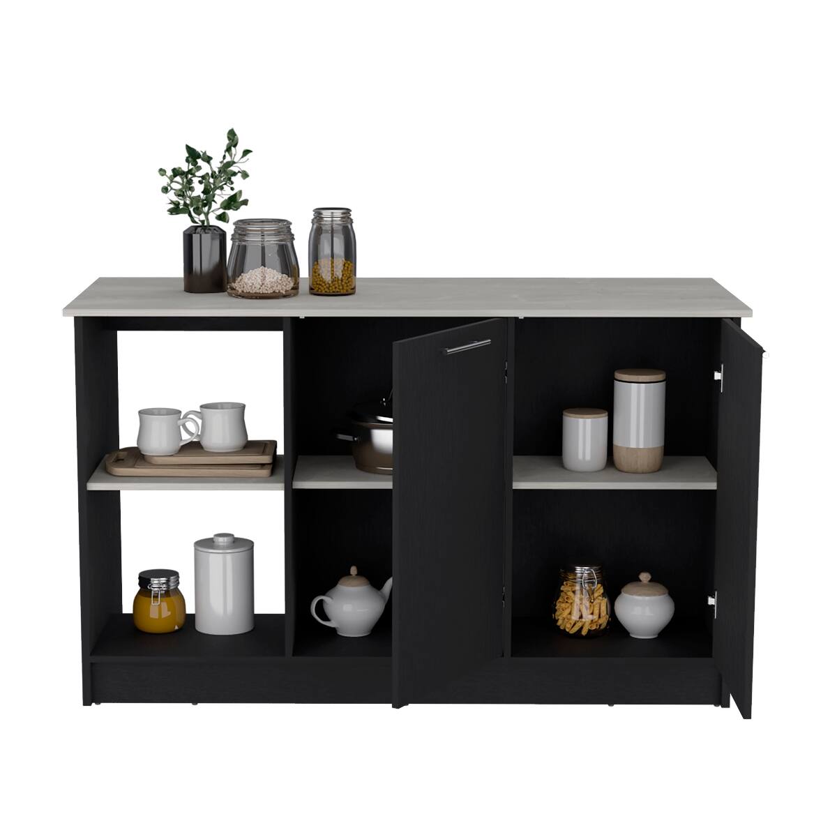 Alt View 4. Loheer - Loheer Modern Stationary Kitchen Island Large Top Surface - Multi.