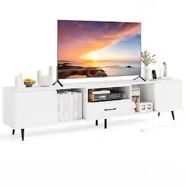 Gymax - 79'' TV Stand for TVs up to 90 Inches Entertainment Center w/ AC Outlets - White