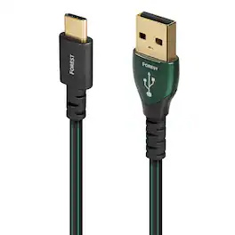 AudioQuest - Forest USB-C > A 4.9' Digital High-Definition Audio Cable with USB-C to USB-A Connectors - Black with Green Stripes