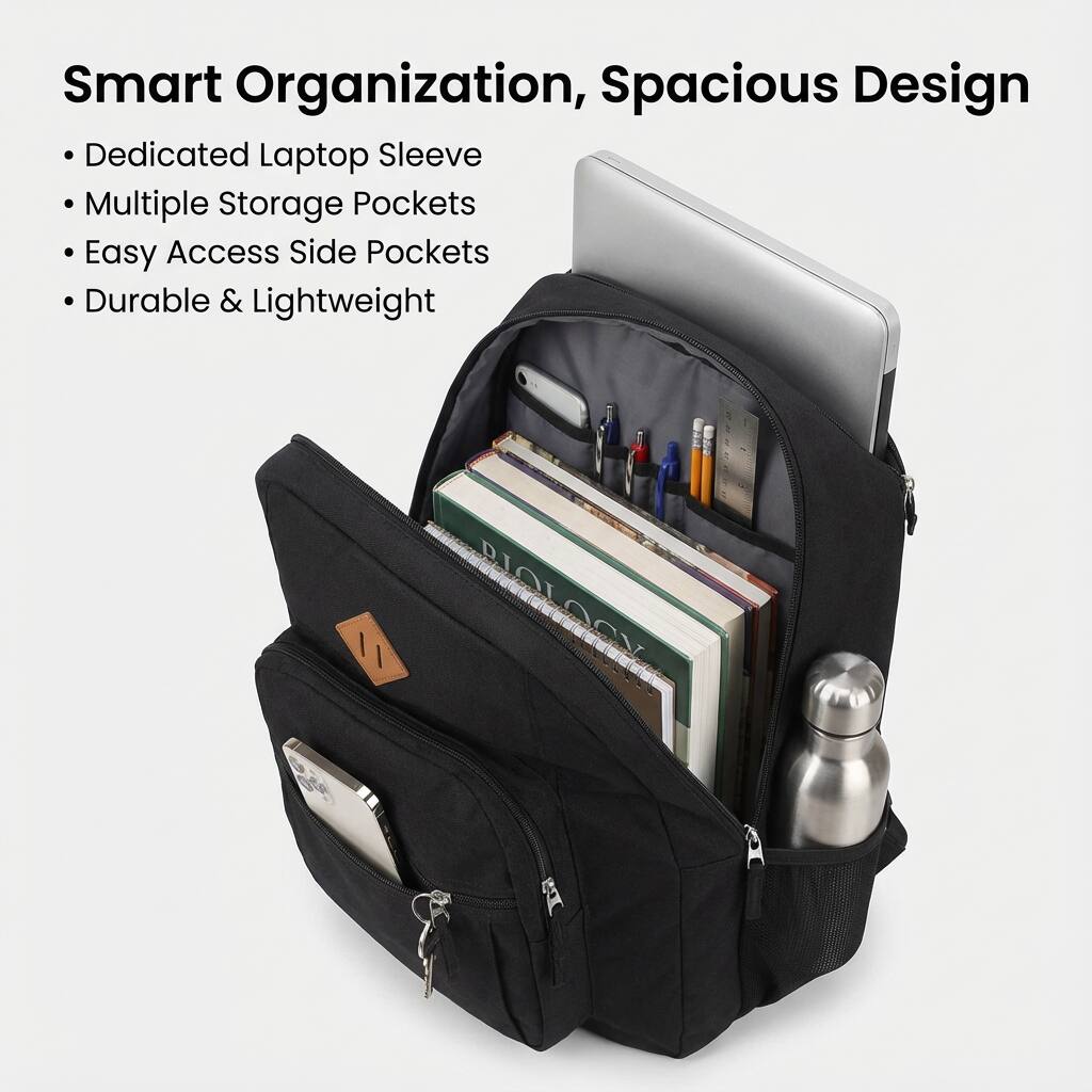 Smart Organization, Spacious Design

- Dedicated Laptop Sleeve
- Multiple Storage Pockets
- Easy Access Side Pockets
- Durable & Lightweight