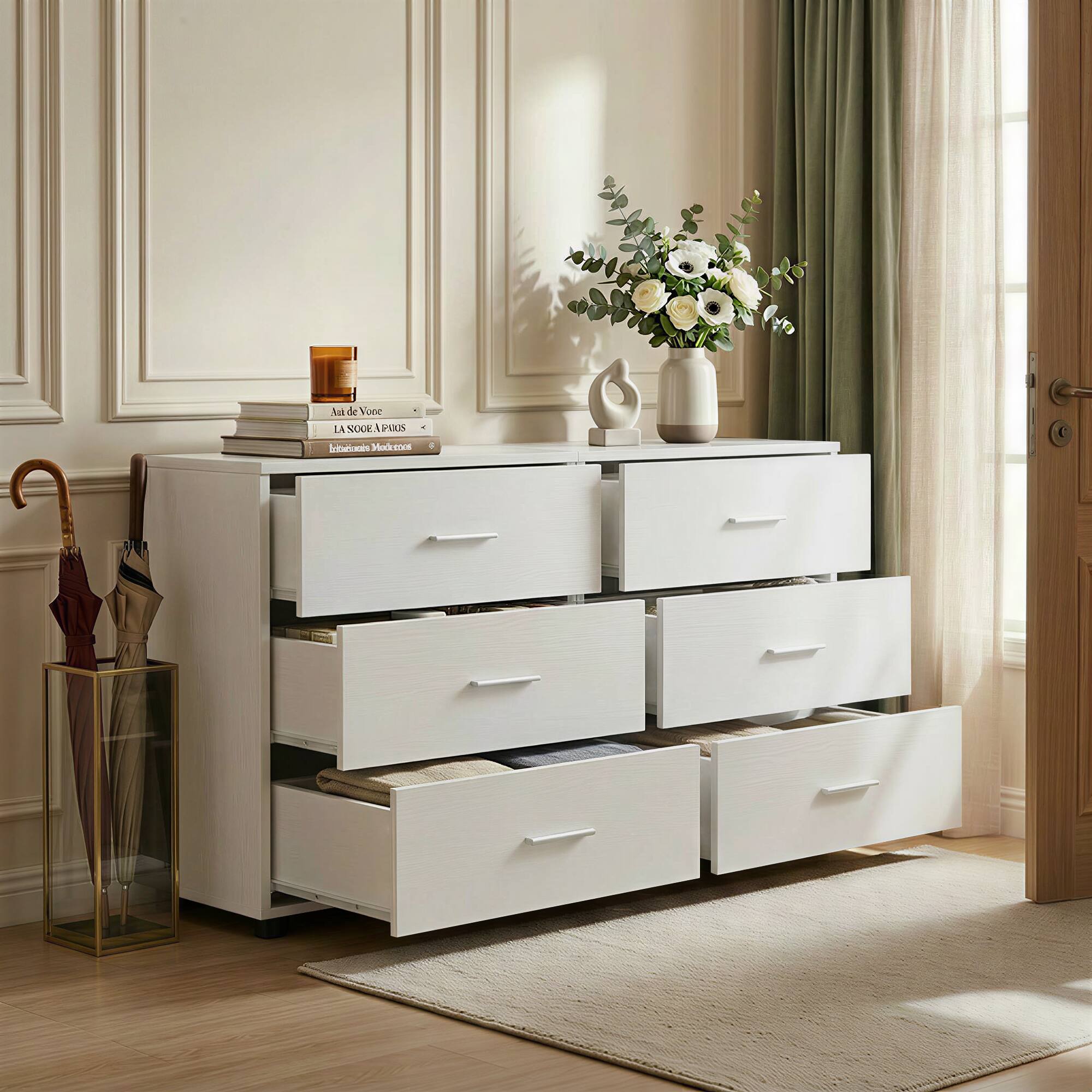 Aheaplus - 2-Pack Wooden Closet Organizer - 3 Drawers, Multifunctional Bedside Nightstand for Bedroom - White