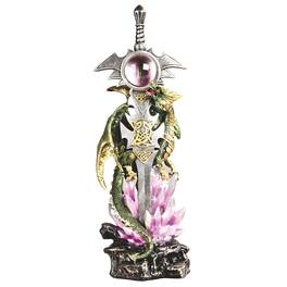 FC Design - 13"H Dragon with Sword Figurine Statue Office/Computer Desk Tabletop Medieval Gaming Home Decor Gift - Multi-Color