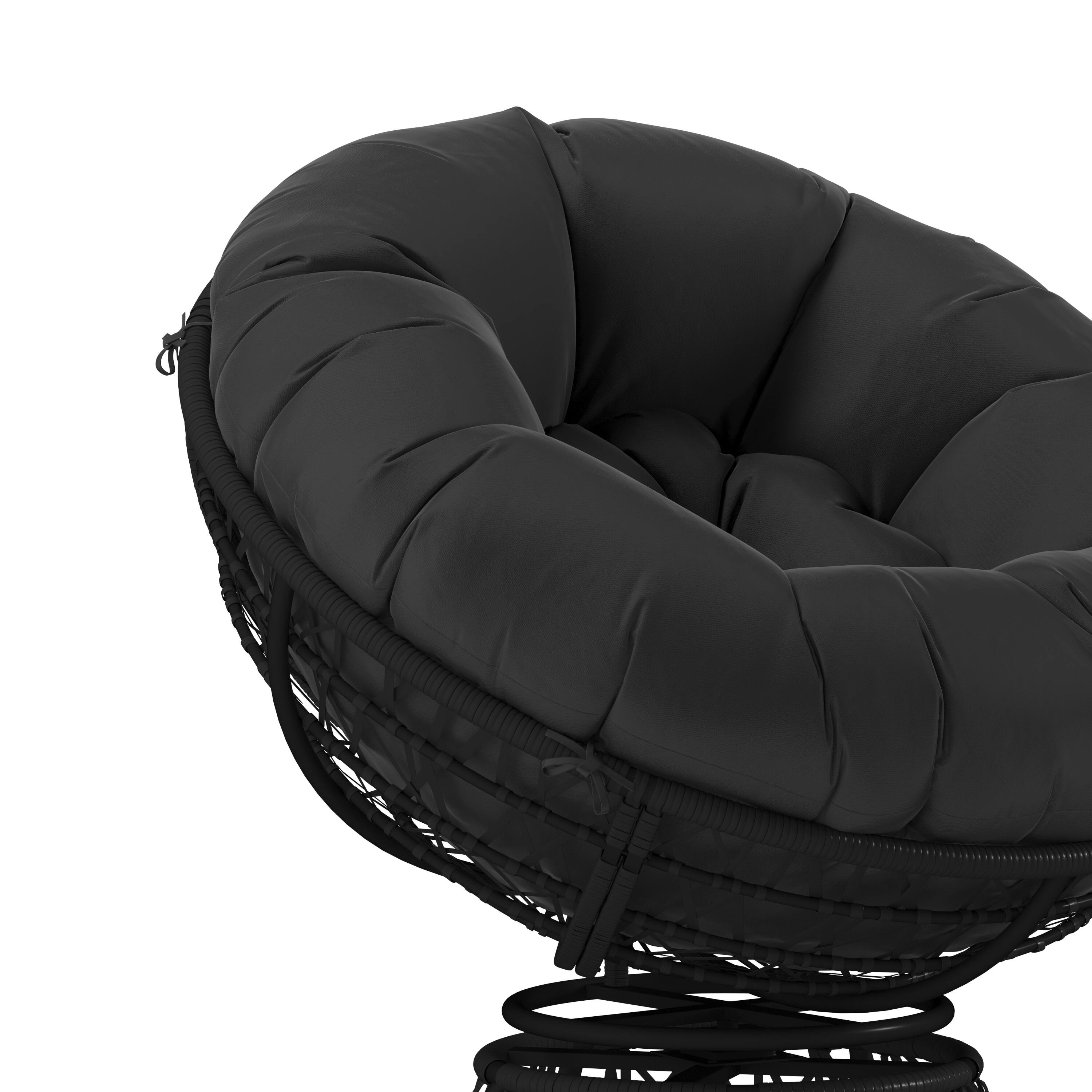 Alt View 10. Emma + Oliver - Swivel Patio Chair with Cushion - Black Cushion/Black Frame.