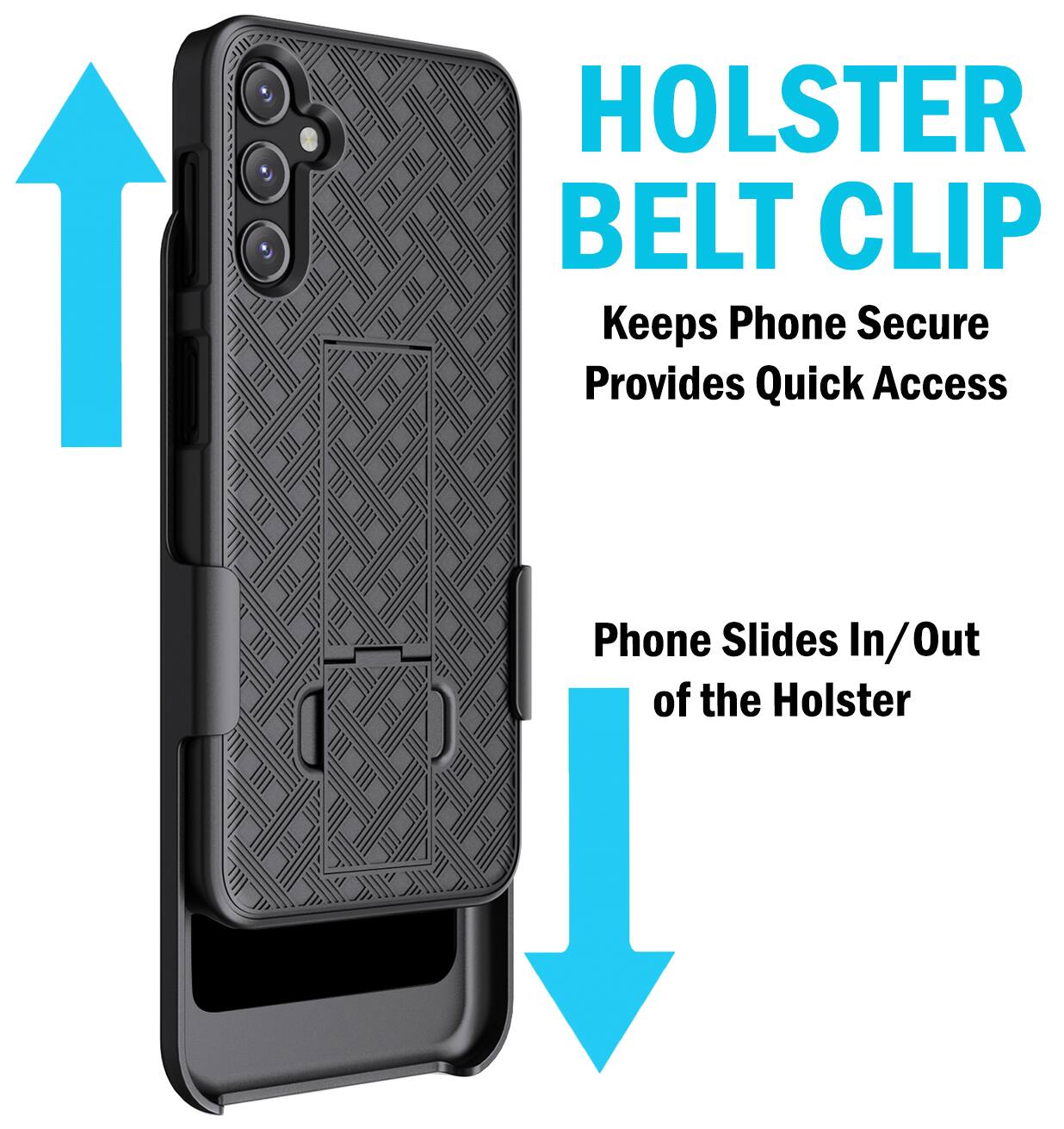 HOLSTER BELT CLIP  
Keeps Phone Secure  
Provides Quick Access  
Phone Slides In/Out of the Holster