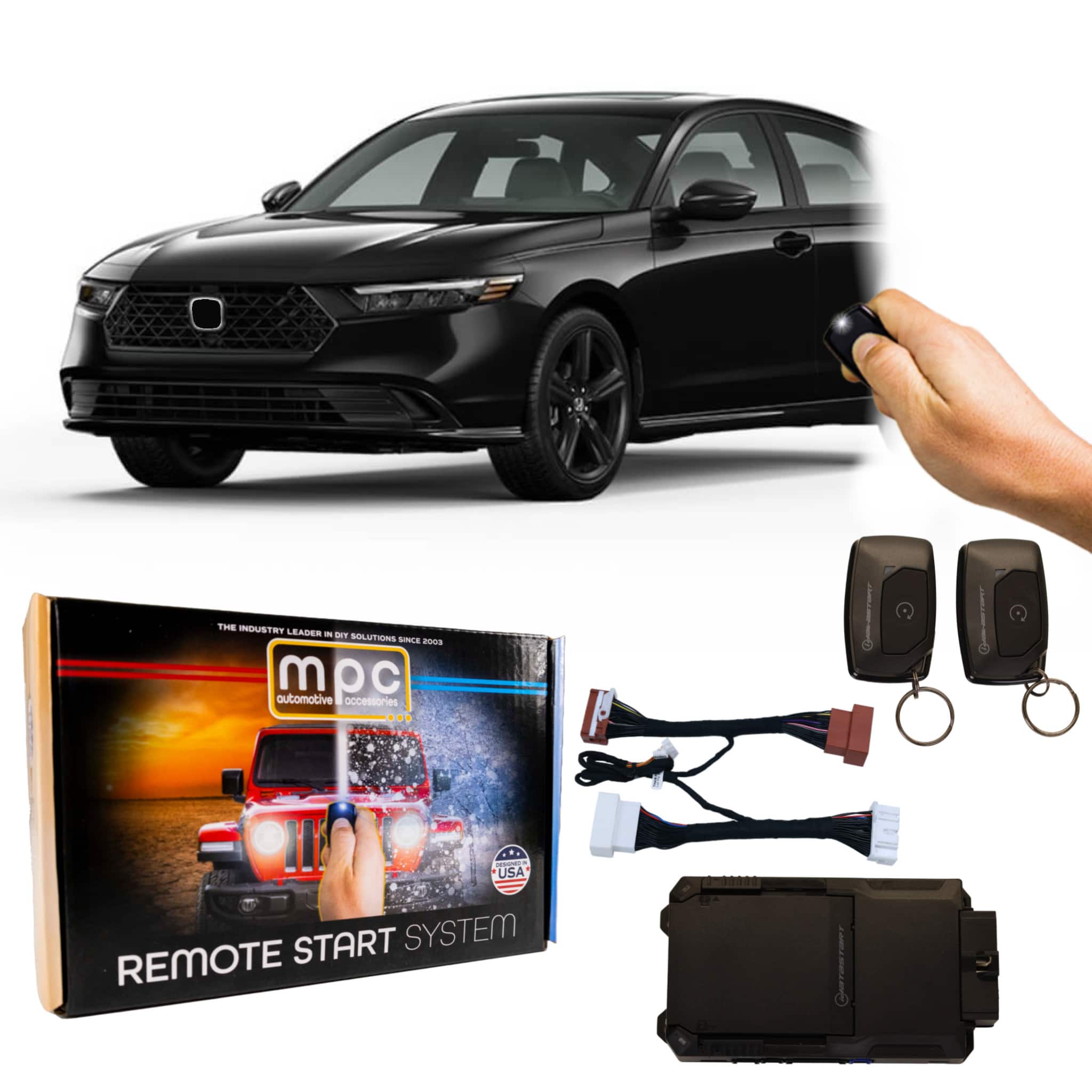 MPC - Remote Starter For Honda Accord 2023-2025 | 2-Way 1-Button Remotes | Plug & Play - Black