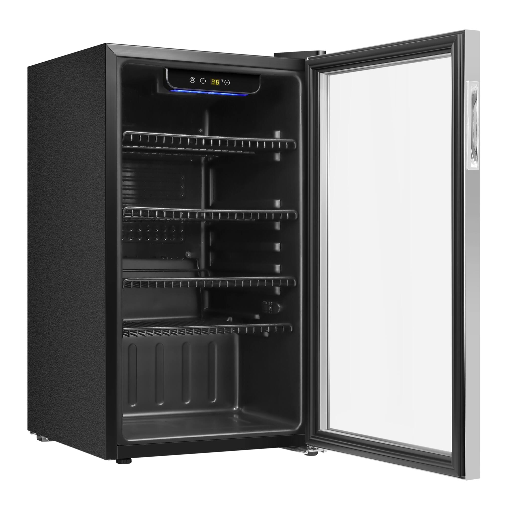 Alt View 3. Koolmore - 18 in. 3.2 Cu. Ft. Beverage Refrigerator Merchandiser with Stainless Steel Trim and Touch Panel (KM-BR32SS) - Black.