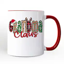 OrnamentallyYou - Grandma Claus Retro Christmas Mug, Matching Family Holiday Gift - White