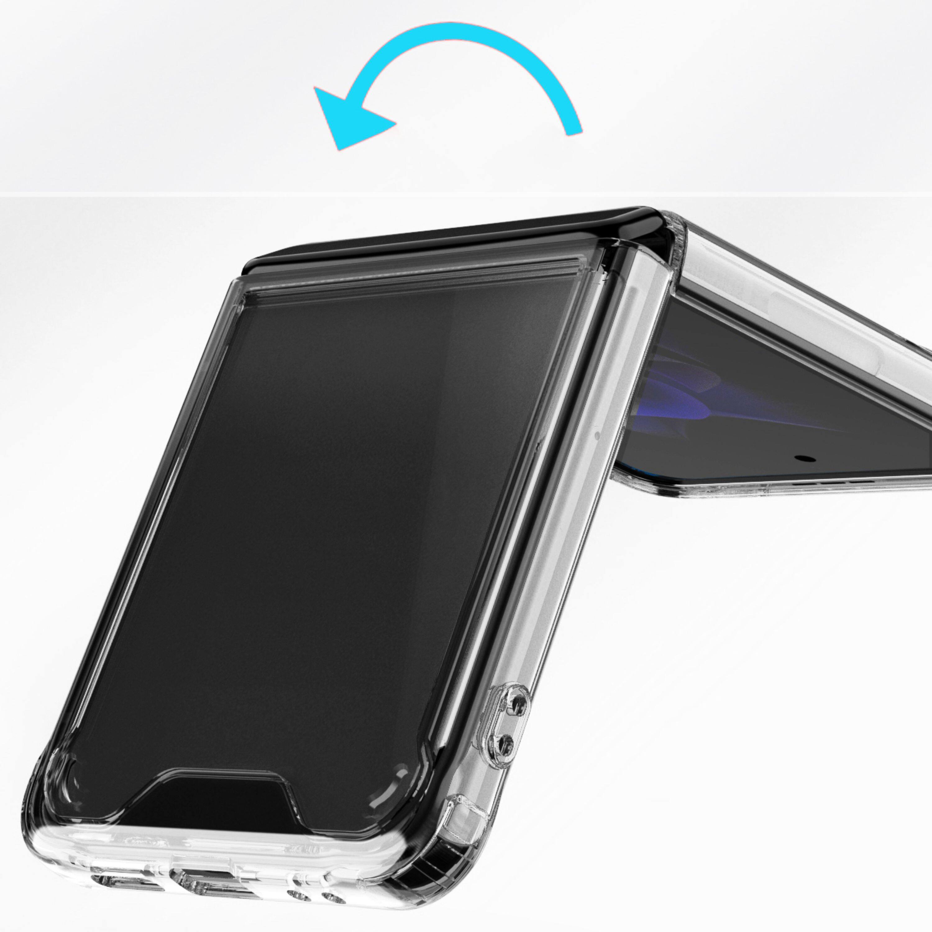 Left. Kitcheniva - Translucent Hybrid Shockproof Case For Samsung Galaxy Z Flip 6 Clear - Clear.