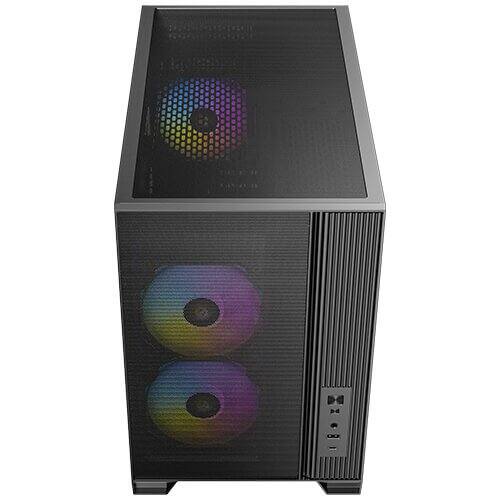 Alt View 2. Antec - FLUX M 3mm Tempered Glass Side Panel Micro-ATX Case, 6 x 120 Fans Included - Black.
