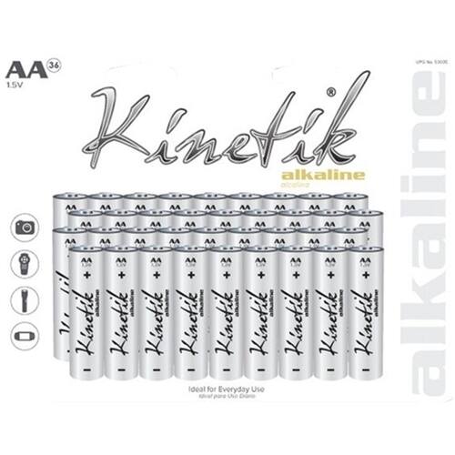 Front. Kinetik® - AA Batteries (36-Pack) - White.