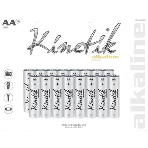 Front. Kinetik - AA Batteries (16-Pack) - Silver.
