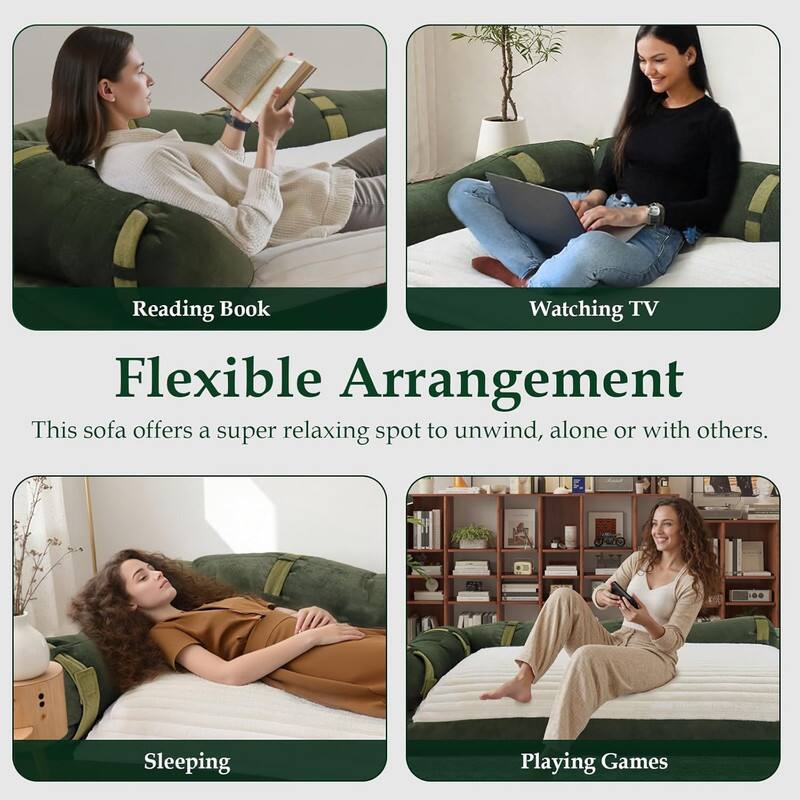 Flexible Arrangement

Reading Book  
Watching TV  
Sleeping  
Playing Games  

This sofa offers a super relaxing spot to unwind, alone or with others.