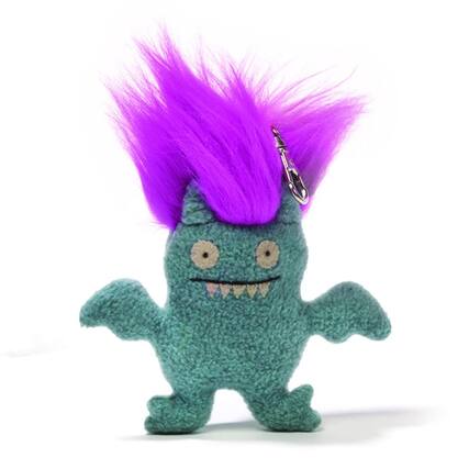 Front. Enesco - Ugly Dolls Bad Hair Day 6" Plush Clip-On: Ice-Bat - Purple.