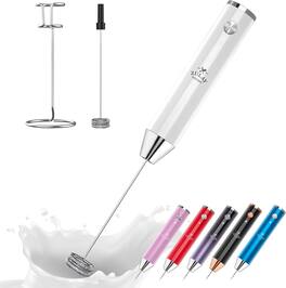 Zulay Kitchen - Lux Rechargeable Milk Frother Handheld - Powerful 2-Speed Motor, Fully Waterproof, 2000mAh Battery - White