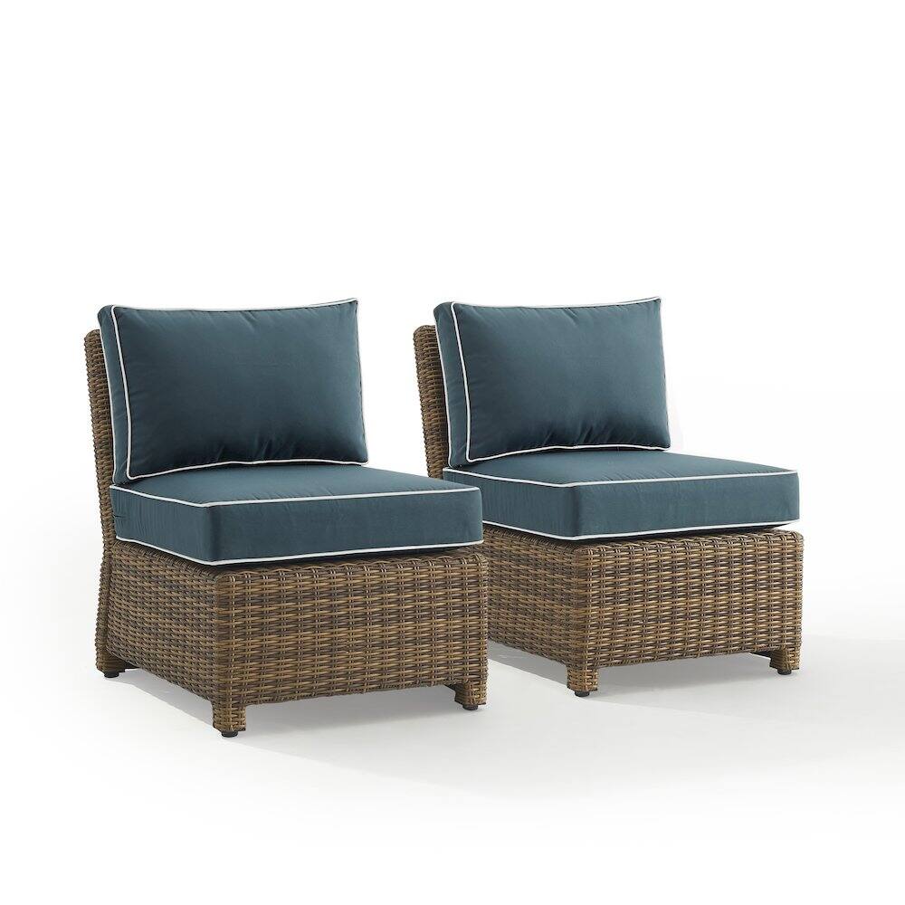 Alt View 1. Crosley Furniture - Bradenton 2Pc Armless Wicker Outdoor Chair Set - 2 Armless Chairs - Navy.