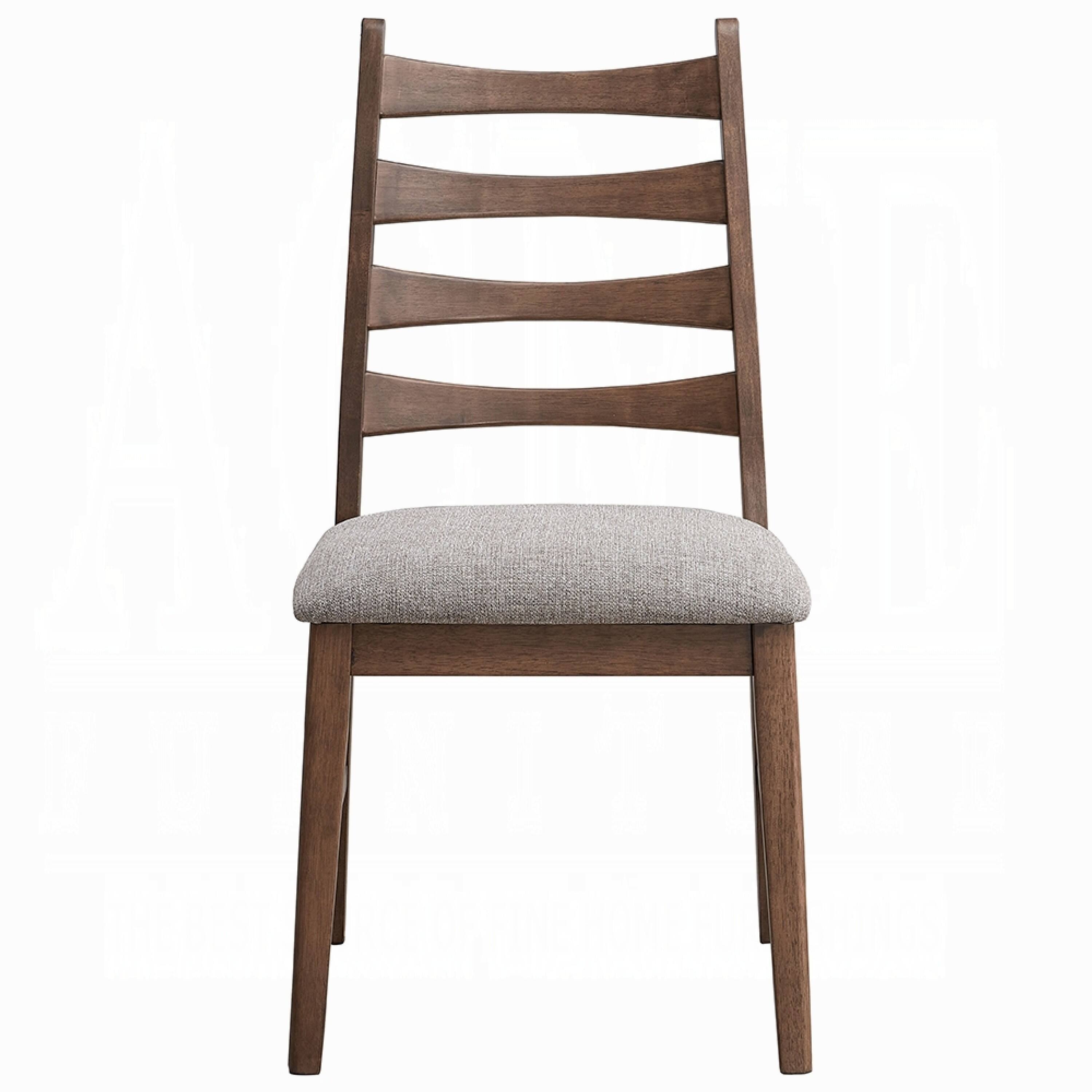 Alt View 1. Manhattan Lane - Mea Dining Side Chair Set of 2, Slatted Back, Gray Linen Seat - Gray, Walnut Brown.