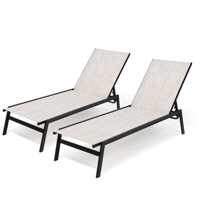 Alt View 5. Crestlive Products - Crestlive Products Set of 2 Stackable Adjustbale Patio Chaise Lounge Chair Mesh Seat - Beige-2PCS.