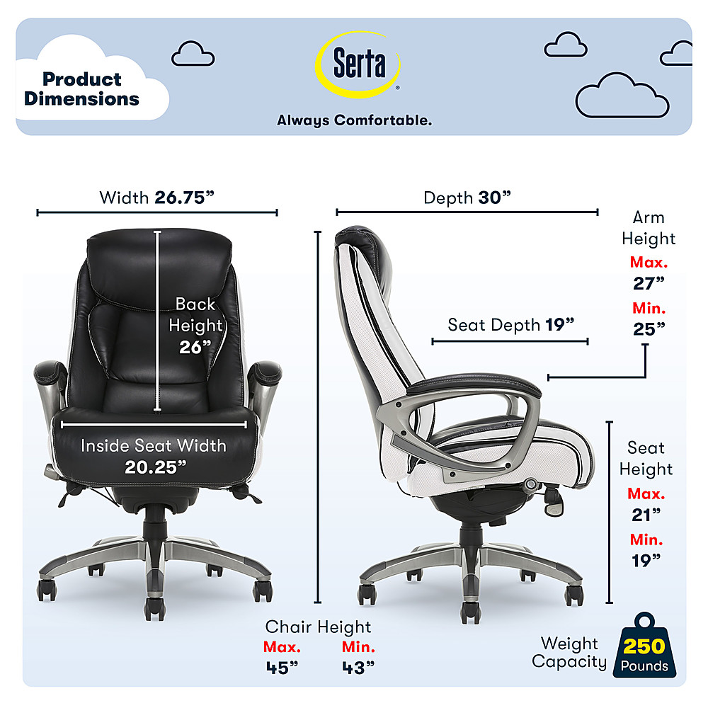 Best Buy: Serta Lautner Executive Office Chair Black with White Mesh  Accents 44942